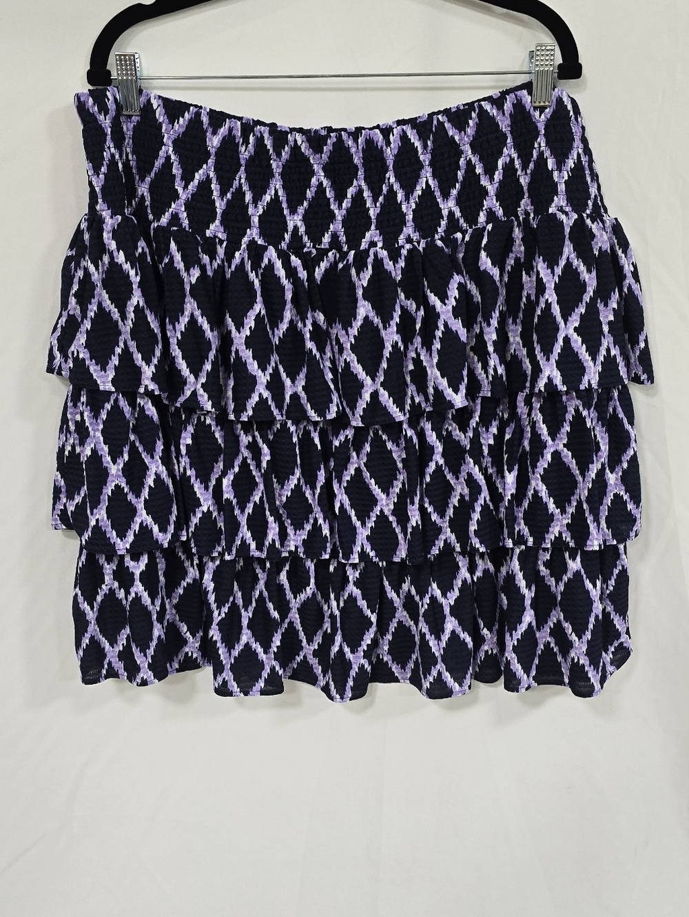Michael Kors women plus size 2X Smock waist 3 Tie Ikat Skirt Layer boho - Picture 2 of 9
